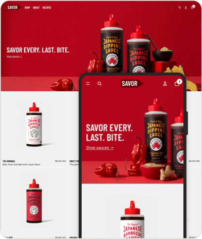 Savor Shopify theme, fast-loading for food and beverage stores