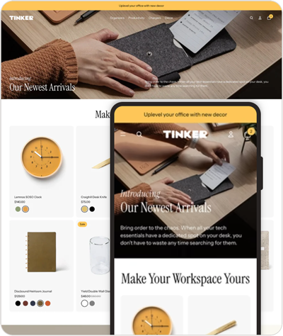Tinker Shopify theme, speed-optimized for tech e-commerce stores
